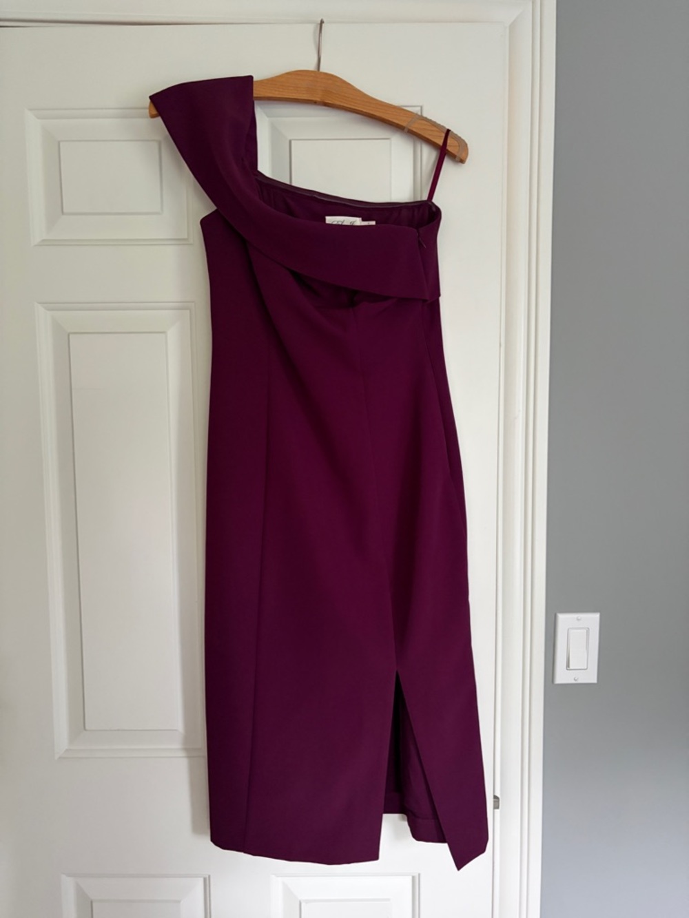 Eliza J One-Shoulder Plum Dress with Front Slit